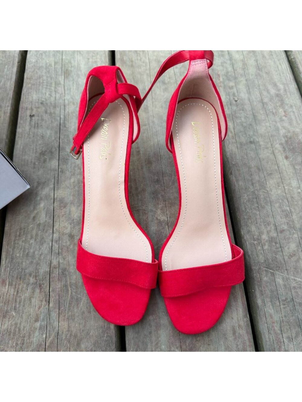 Dream Pairs Red Suede Open-Toe Strap Heels Size 8.5 US New In Box